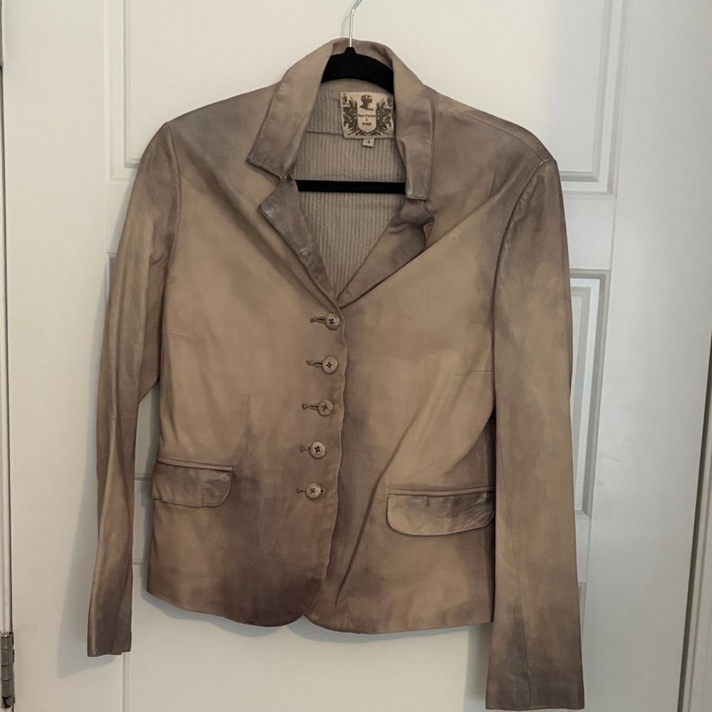 Nigel Preston & Knight Beige/Taupe distressed Leather Blazer